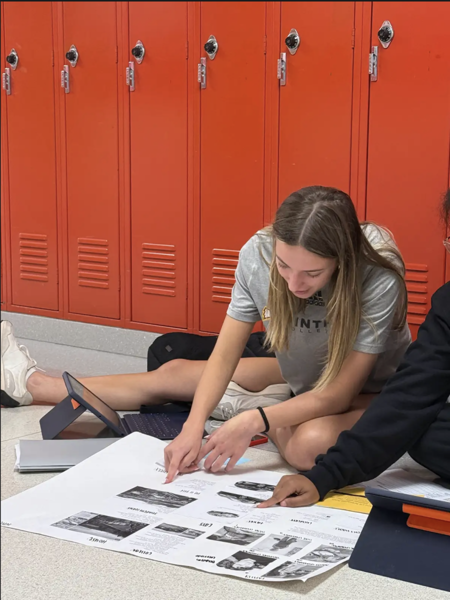 During Paul Coldfelter's Personal Finance class, senior Brooke Eblin completes her semester-long poster project. Eblin researched finances such as car payments, mortgages, student loans and more. “This project put into perspective how expensive adult life would be,” Eblin said. “I had to budget my expenses and be smart with my payments in order to not go into debt.”